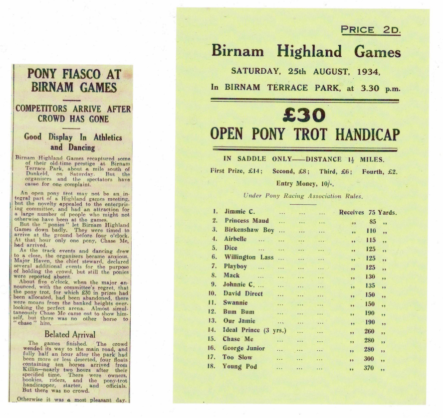 Birnam Games Pony trot Birnam Games pony trot poster and news